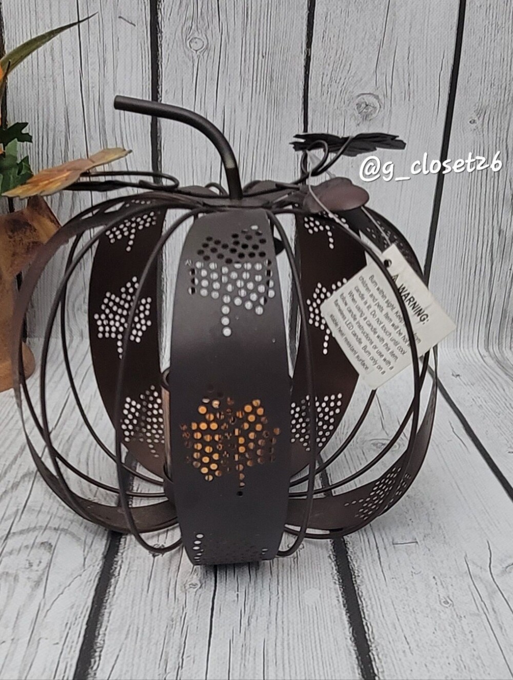 Decorative Brown Metal Pumpkin Lantern - Home Accents